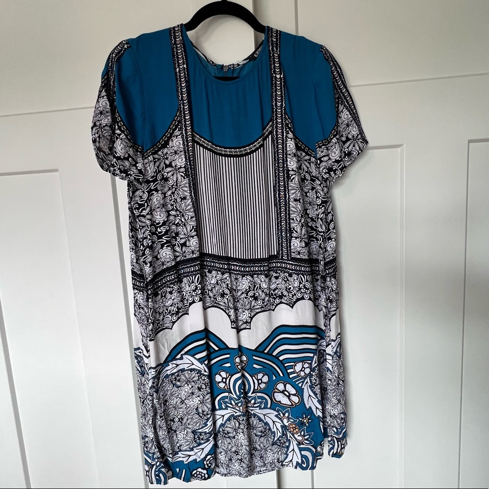 Express Turquoise Colorful Shift Straight Dress